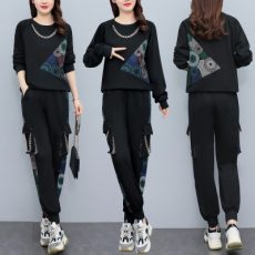 실사 빅사이즈 체인 데님배색 트레이닝투피스